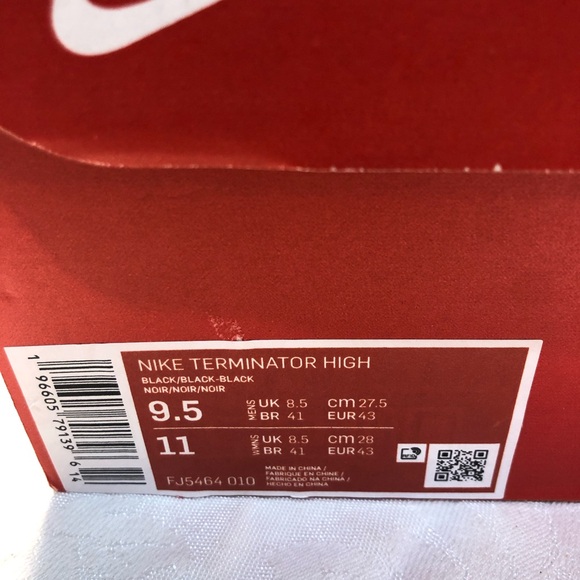 Nike TERMINATOR HIGH HIKING BOOT TRIPLE BLACK Men’s 9.5 Women’s 11 New - Picture 7 of 15